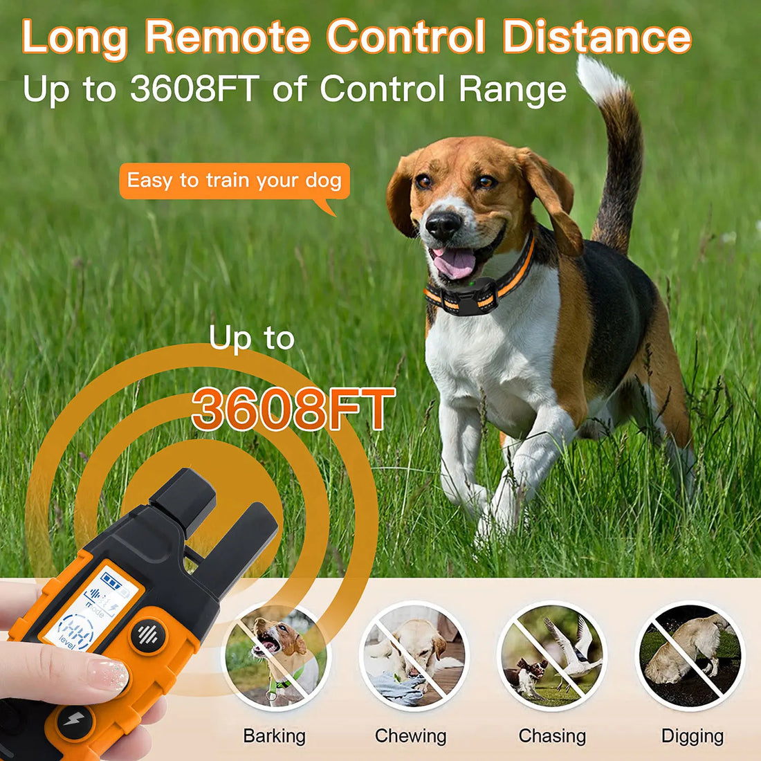 3300Ft Electric Dog Training Collar – Waterproof & Rechargeable Remote Control E-Collar with Shock, Vibration & Beep for Dogs 5–120 lbs