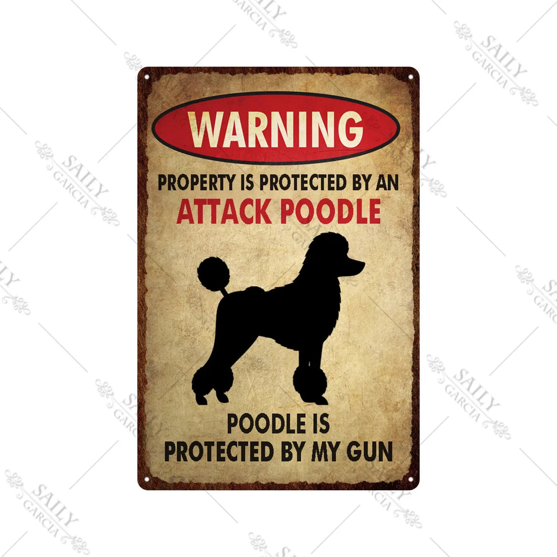 Dog Warning Vintage Tin Sign – Funny Metal Wall Decor for Pet Lovers | Farm, Kennel, or Home Use