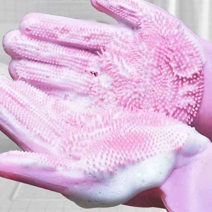 Silicone Pet Grooming & Bathing Gloves – Hair Removal, Massaging & Cleaning Tool for Dogs & Cats (1 Pair, 31×16cm)