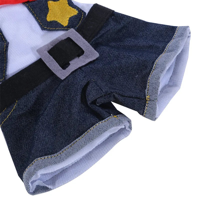 Pet Cowboy Costume Hoodie – Funny Dog & Cat Halloween Outfit | Western Jumpsuit Puppy Clothes