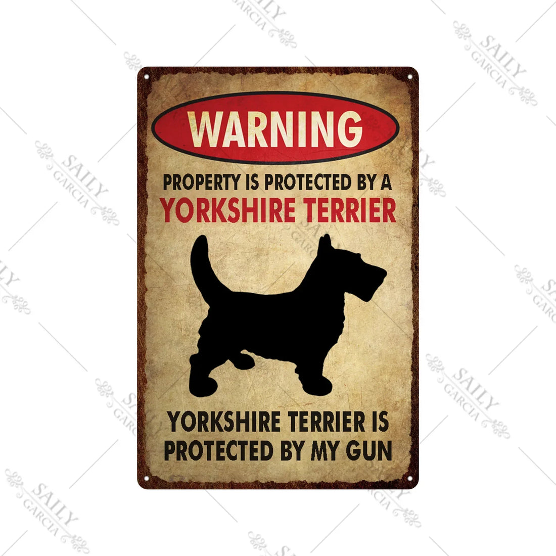 Dog Warning Vintage Tin Sign – Funny Metal Wall Decor for Pet Lovers | Farm, Kennel, or Home Use
