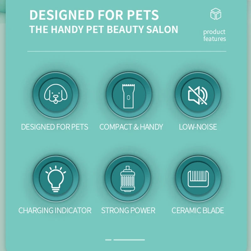 Waterproof Electric Pet Hair Clippers – Low Noise USB Rechargeable Grooming Trimmer for Kittens & Puppies