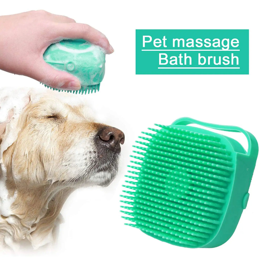 2-in-1 Dog Shampoo Brush with Dispenser – 80ml (2.7oz) Silicone Bath Scrubber for Dogs & Cats, Short Hair Pet Grooming Comb