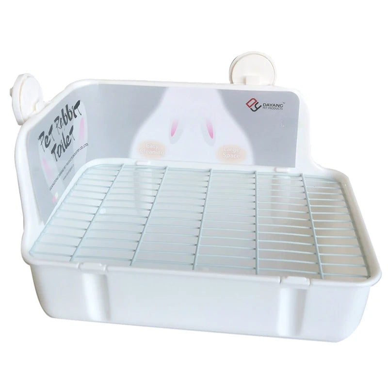 Rabbit Litter Box Toilet – Corner Potty Trainer for Small Pets | Durable Plastic Bunny Potty Tray with Cage Buckles