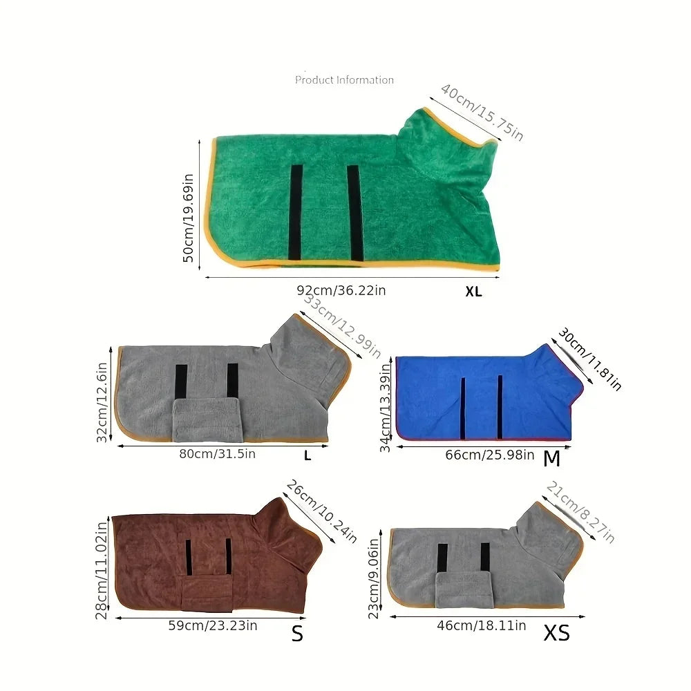 Absorbent Dog Bathrobe – Quick-Drying Pet Towel Wrap for Full-Body Drying