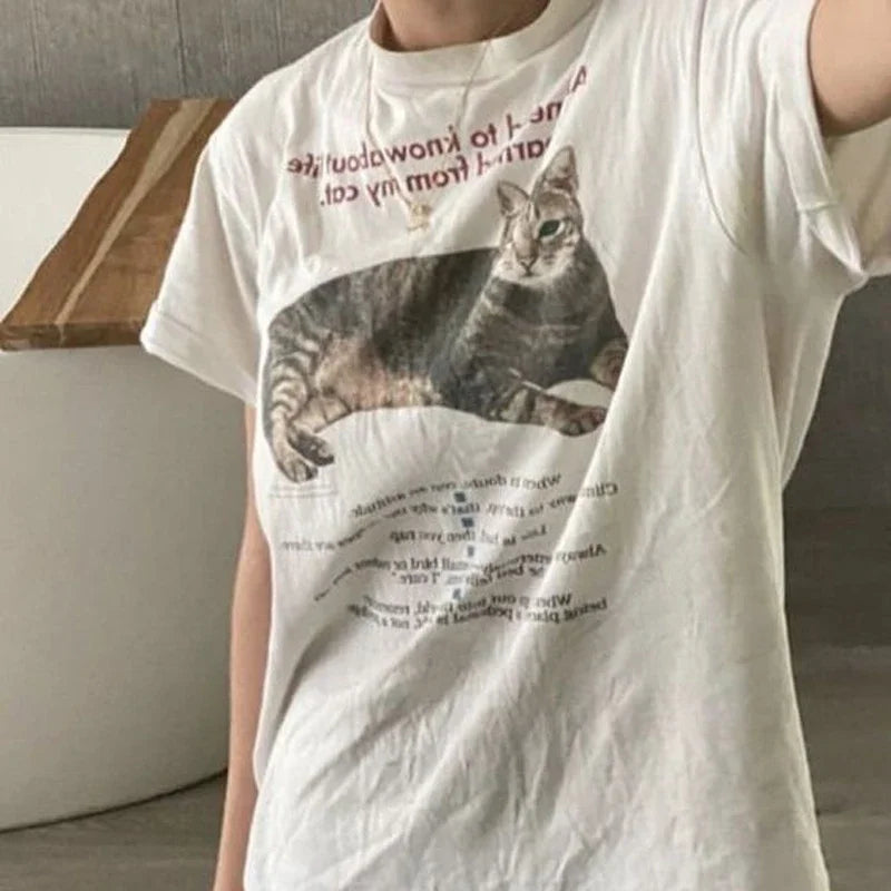 Funny Cat Mom Graphic T-Shirt – Women’s Casual Tee with Cute Cat Quote | Vintage Loose Fit | Cat Lover Gift Top