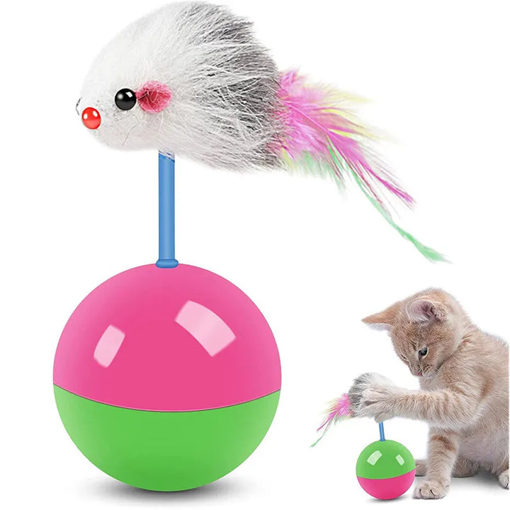 Interactive Non-Tipping Cat & Dog Teaser Toy Set – Self-Standing Mouse Teaser Stick Toys for Playful Pets
