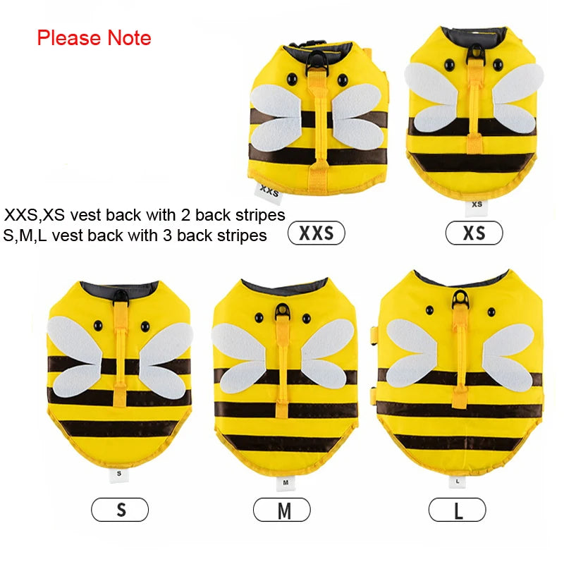 Cute Bee & Dragonfly Dog Life Jacket – Waterproof Safety Vest for Cats & Small Dogs