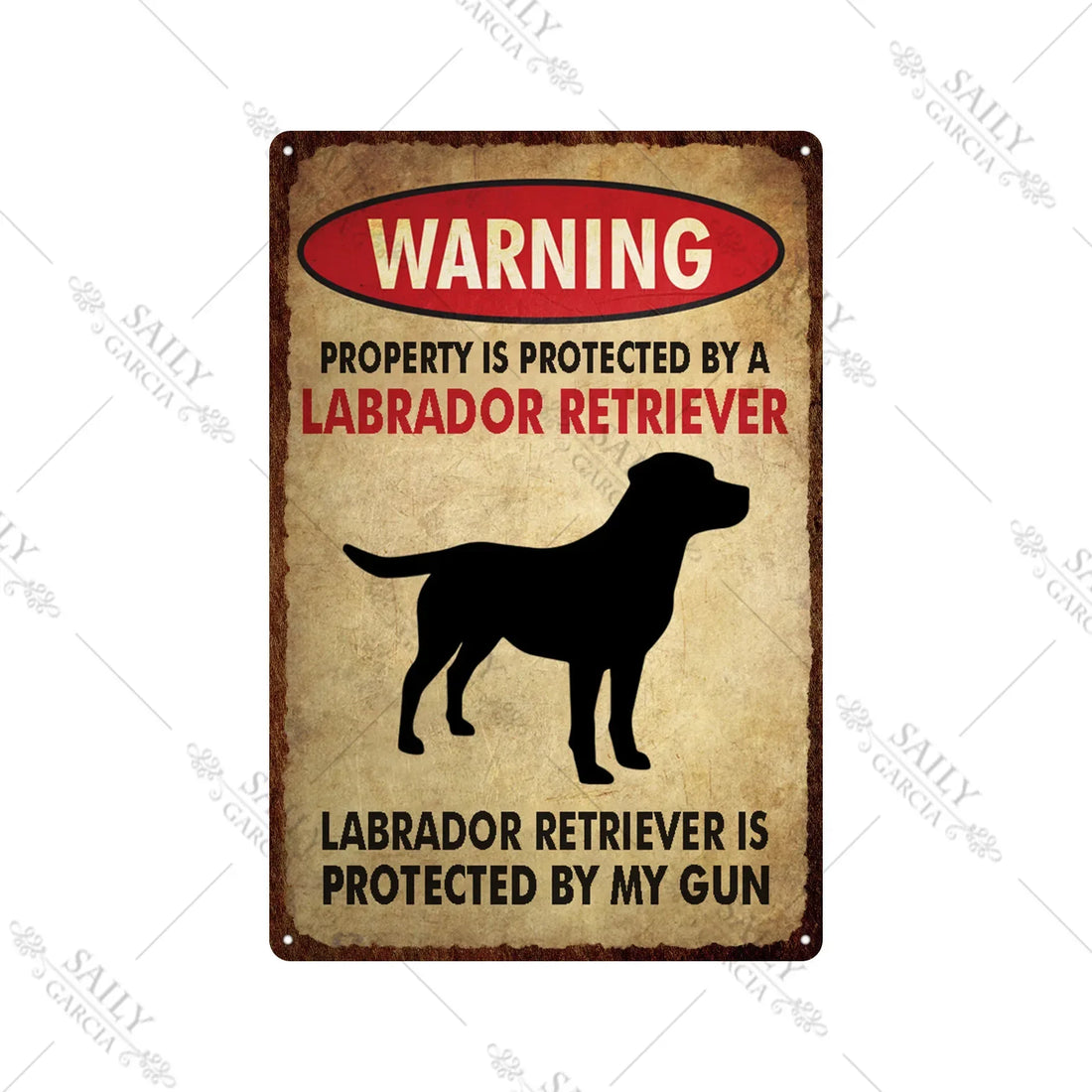 Dog Warning Vintage Tin Sign – Funny Metal Wall Decor for Pet Lovers | Farm, Kennel, or Home Use