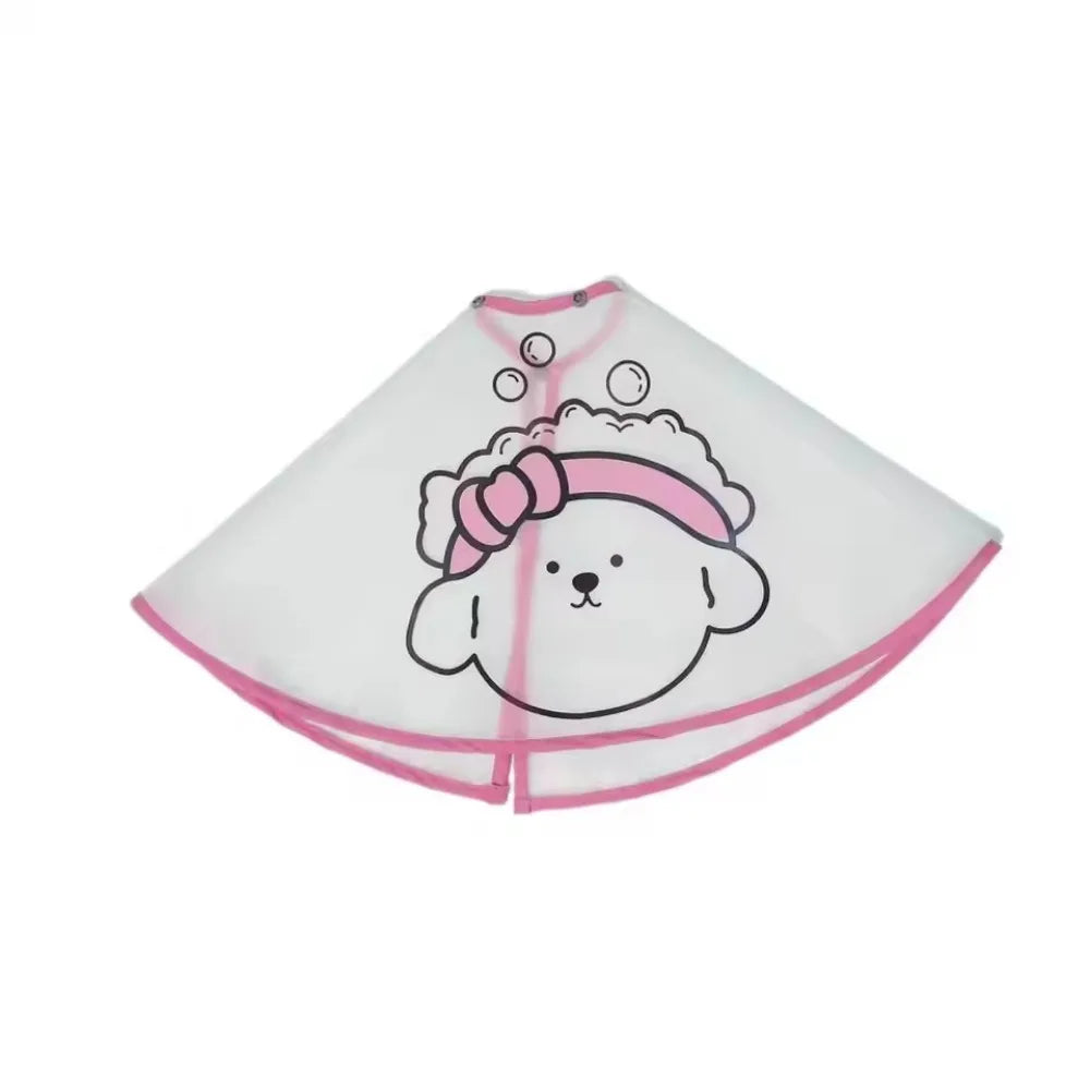 Adjustable Waterproof Pet Grooming Cape – Cartoon Print Dog Haircut Cloak | Transparent Facial Care Cape for Cats & Dogs