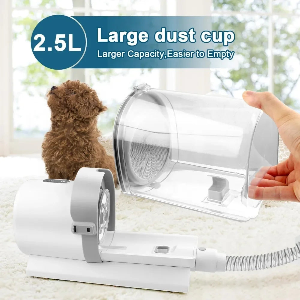 2.5L Pet Grooming Vacuum Kit – Dog & Cat Grooming Kit with Clipper, Combs & Low-Noise Vacuum (US & EU Voltage)