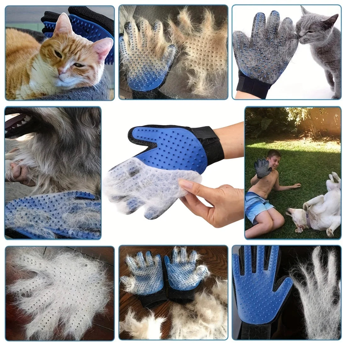 2Pcs Pet Grooming Kit – De-Shedding Brush & Bath Glove for Dogs, Cats, Rabbits | Hair Removal & Cleaning Set