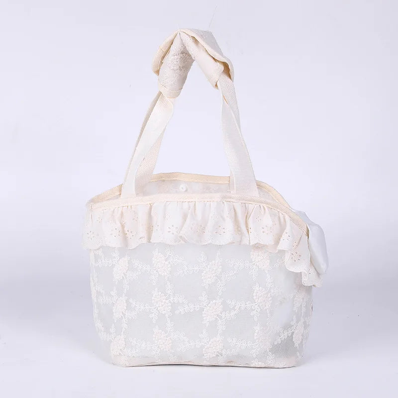 Pet Carrier Bag for Small Cats & Dogs – Lace Handheld Travel Backpack | Soft-Sided Car Seat Transport Tote | Puppy Travel Bag for Women