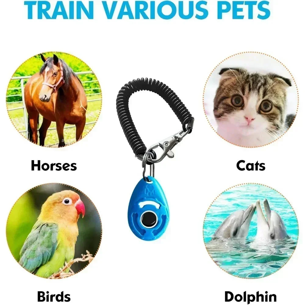 Dog Training Clicker with Adjustable Wrist Strap – Easy to Use Pet Trainer for Dogs, Cats, Puppies, Birds, Horses – Lightweight & Durable Obedience Tool