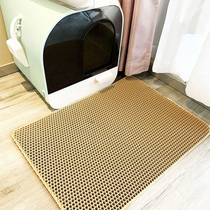 Waterproof Double-Layer Cat Litter Mat – Litter Trapping Clean Pad for Litter Boxes | Non-Slip Pet Floor Mat for Cats