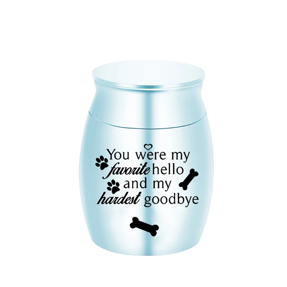 Mini Pet Memorial Urn – 1.57" Aluminum Alloy Keepsake for Dog Ashes with Paw Print Design