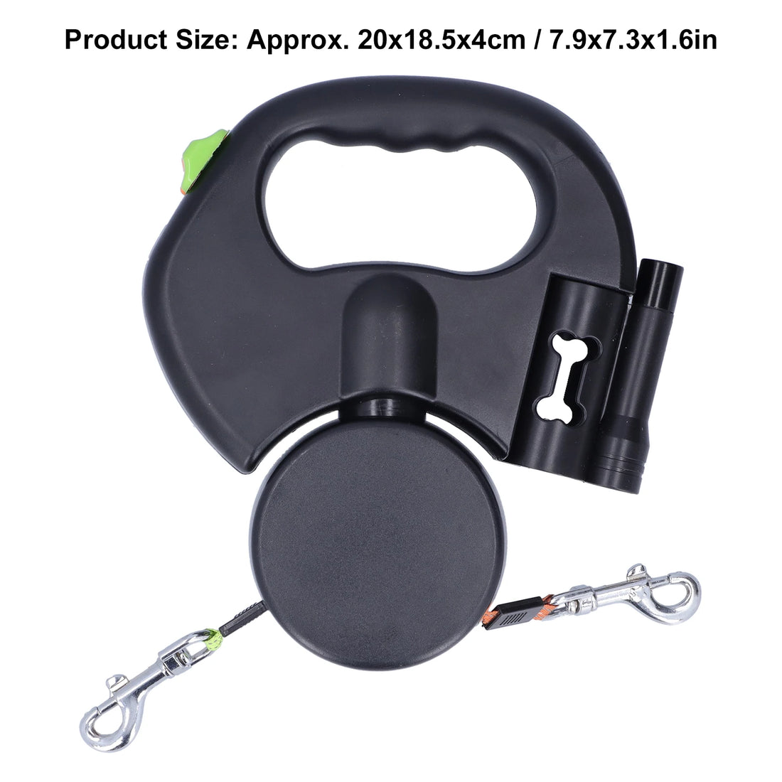Dual Retractable Dog Leash with LED Flashlight & Waste Bag Dispenser – 360° Tangle-Free Design for 2 Dogs (Up to 33 lbs Each)