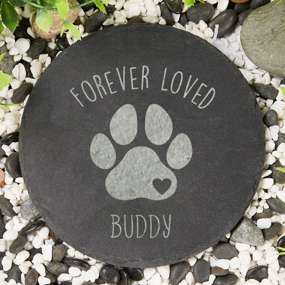 Personalized Pet Memorial Garden Stone – Engraved Slate Stone for Dog Loss, Pet Grave Marker, Garden Path Decor, Bereavement Gift