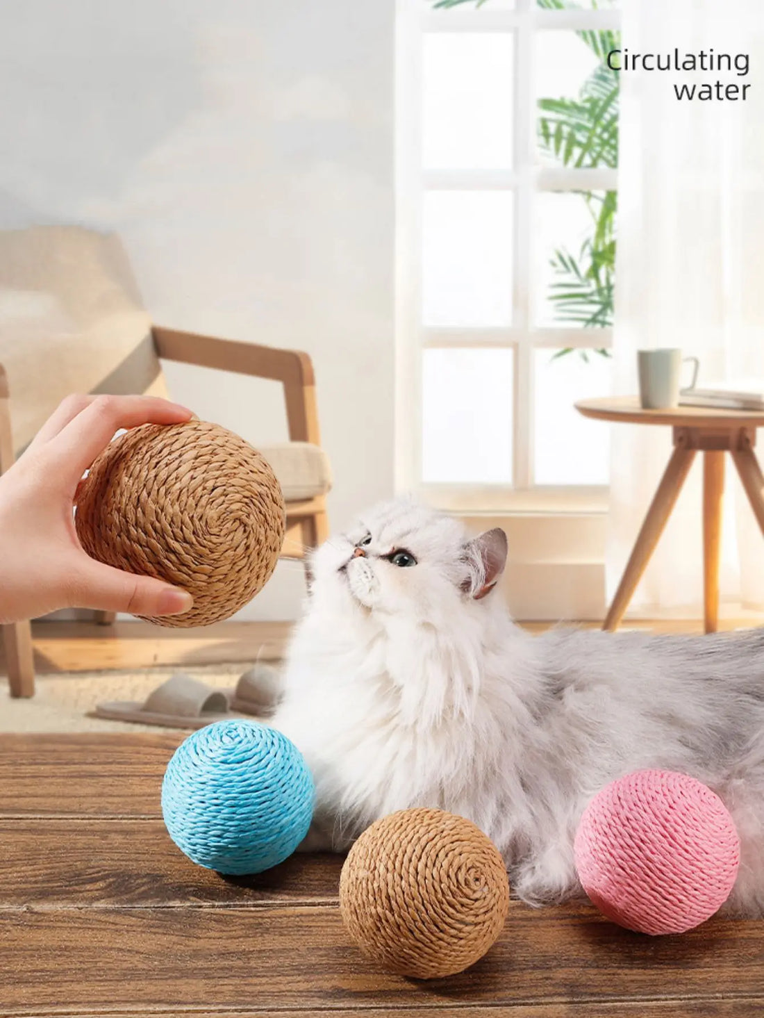 Sisal Cat Scratching Ball – Rotating Sound Toy for Indoor Play & Claw Training