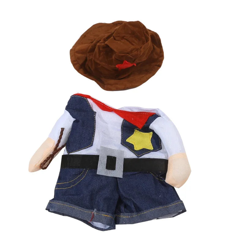 Pet Cowboy Costume Hoodie – Funny Dog & Cat Halloween Outfit | Western Jumpsuit Puppy Clothes