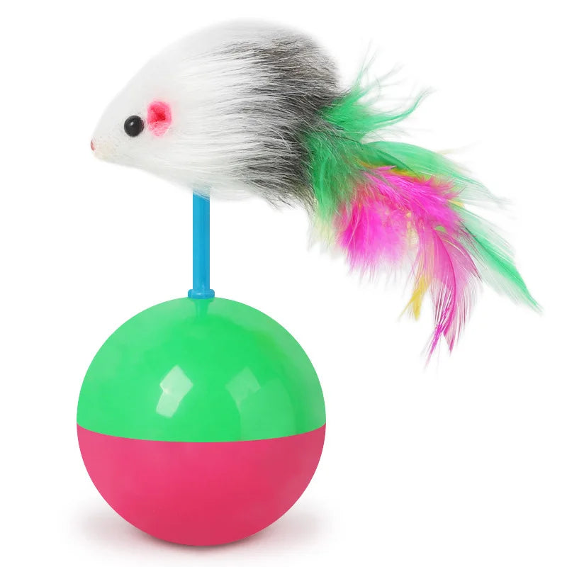 Interactive Non-Tipping Cat & Dog Teaser Toy Set – Self-Standing Mouse Teaser Stick Toys for Playful Pets