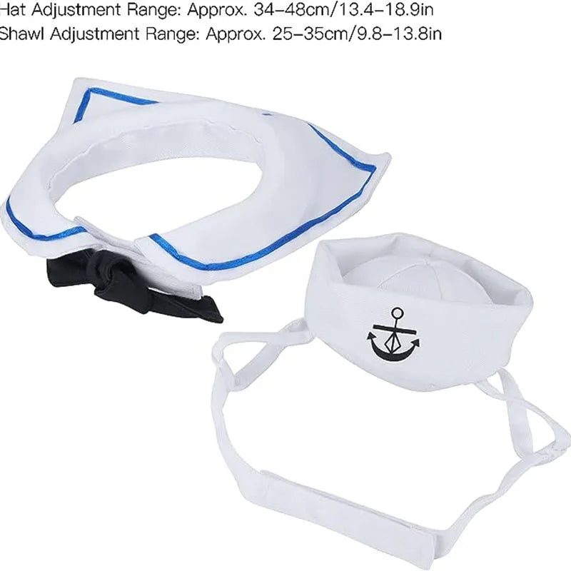 Funny Pet Navy Sailor Costume – Cat & Small Dog Halloween Cosplay Outfit with Adjustable Hat & Cloak
