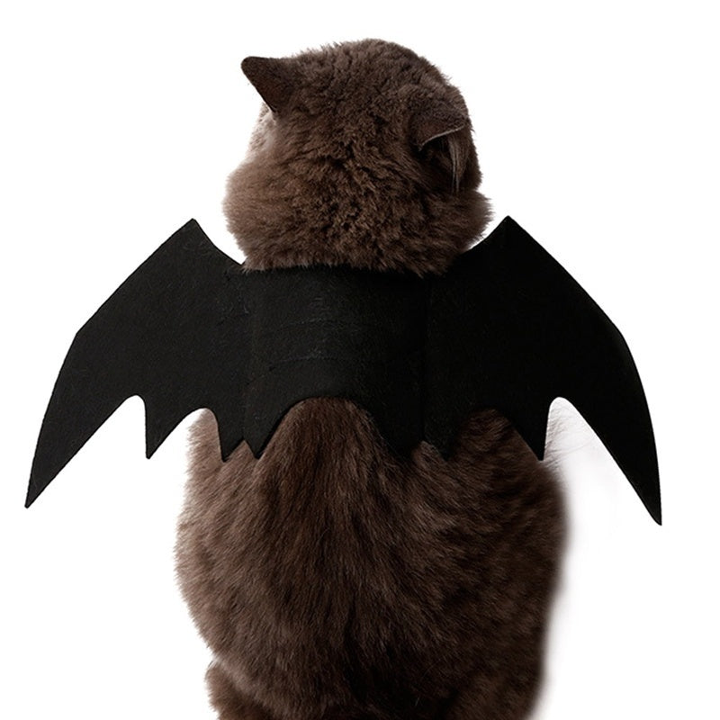 Halloween Bat Wings Costume for Cats & Dogs – Black Felt Harness Outfit | Pet Cosplay Party Clothes