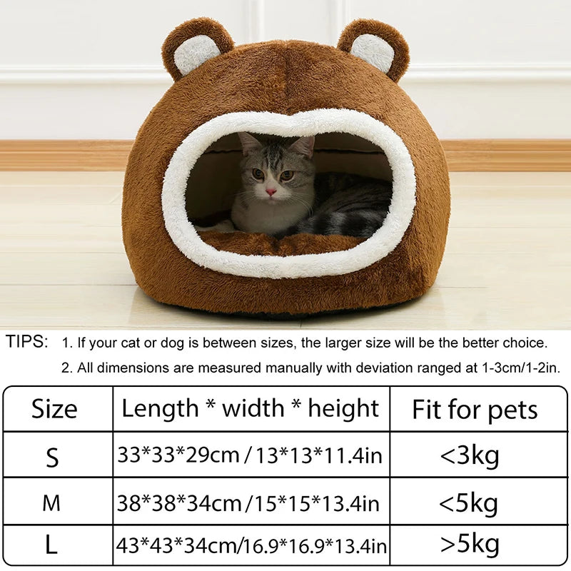 Funny Cat Bed – Warm Plush Cave Tent for Cats & Small Dogs | Ultra-Soft Pet House Lounger Cushion | Winter Cozy Pet Supplies