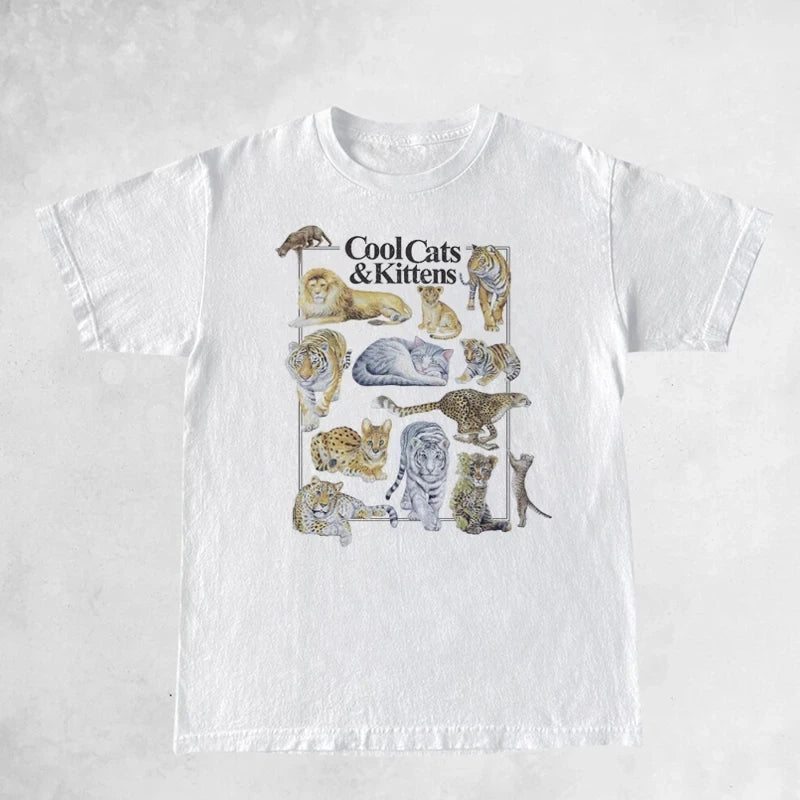 Cool Cats and Kittens Vintage T-Shirt – Retro Grunge Cat Lover Unisex Tee