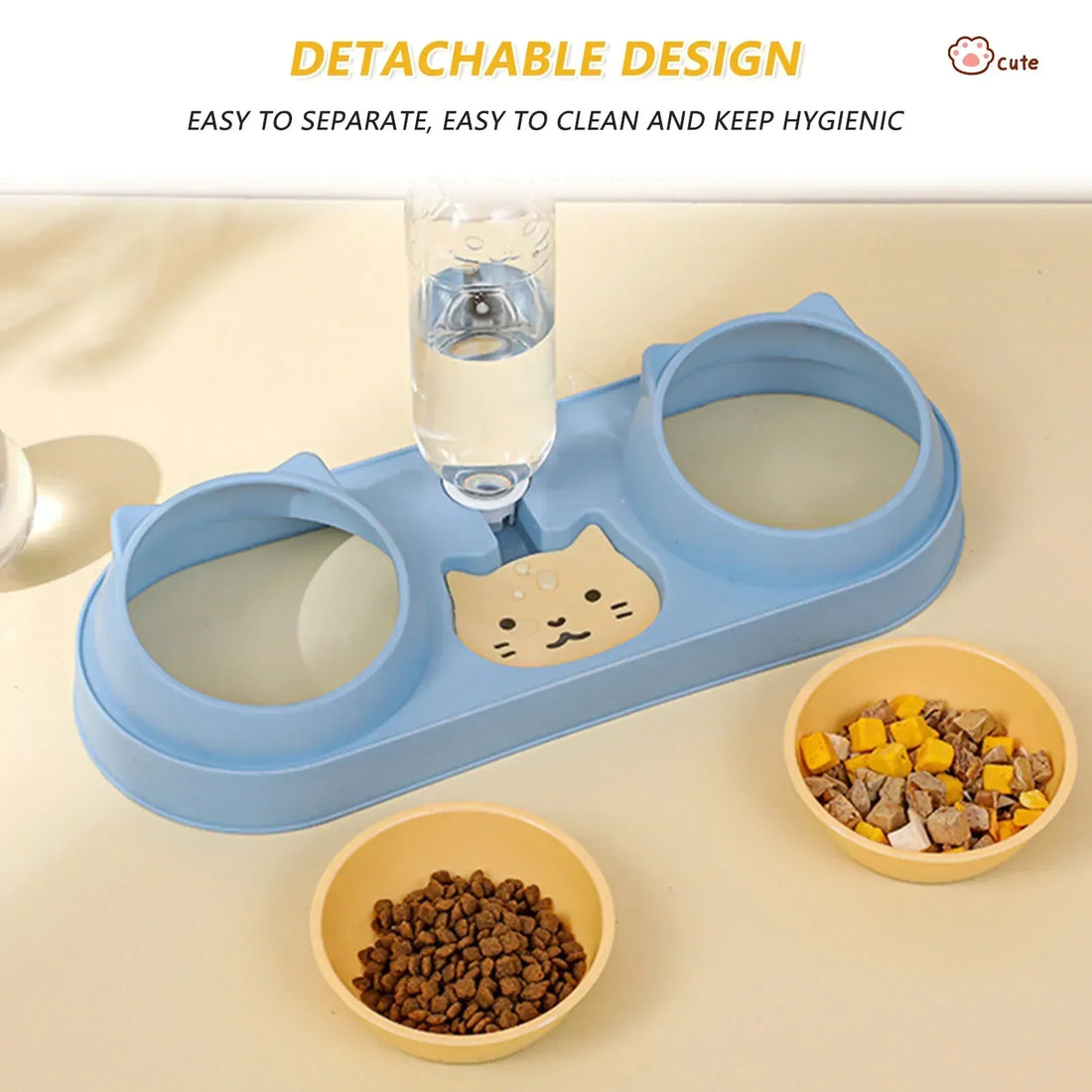 Automatic Cat Water & Food Bowl Set – Raised Double Bowls with Water Fountain | Elevated Pet Feeding Station for Cats & Small Dogs
