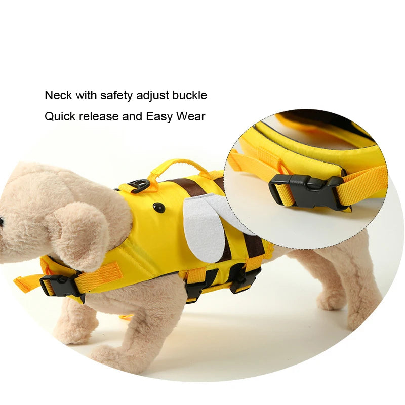 Cute Bee & Dragonfly Dog Life Jacket – Waterproof Safety Vest for Cats & Small Dogs