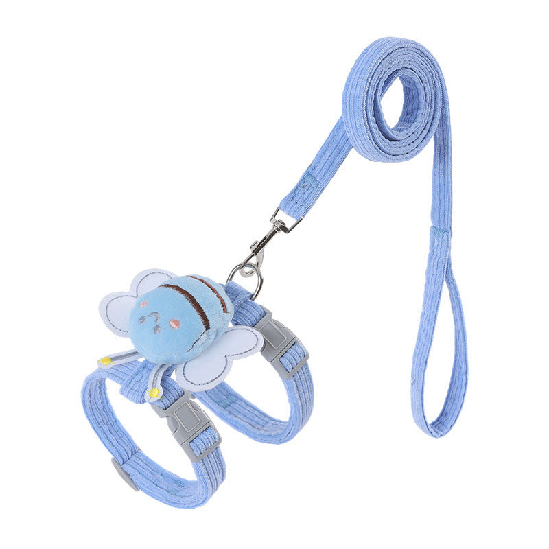 Adjustable Escape-Proof Cat Harness & Leash Set – Cute Bee Design with Plaid Strap for Kittens & Cats