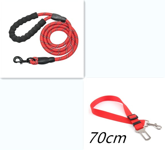Reflective Dog Leash Set – Heavy-Duty 5ft Rope Leash with Foam Handle, Zinc Alloy Hook & Short Lead – Durable Anti-Slip Pet Lead  (Multiple Colors)