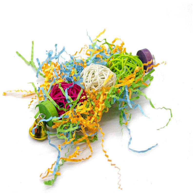3Pcs Bird Toy Set – Colorful Swing & Chew Toys with Cotton Rope, Bamboo, Rattan Balls for Parrots & Small Birds