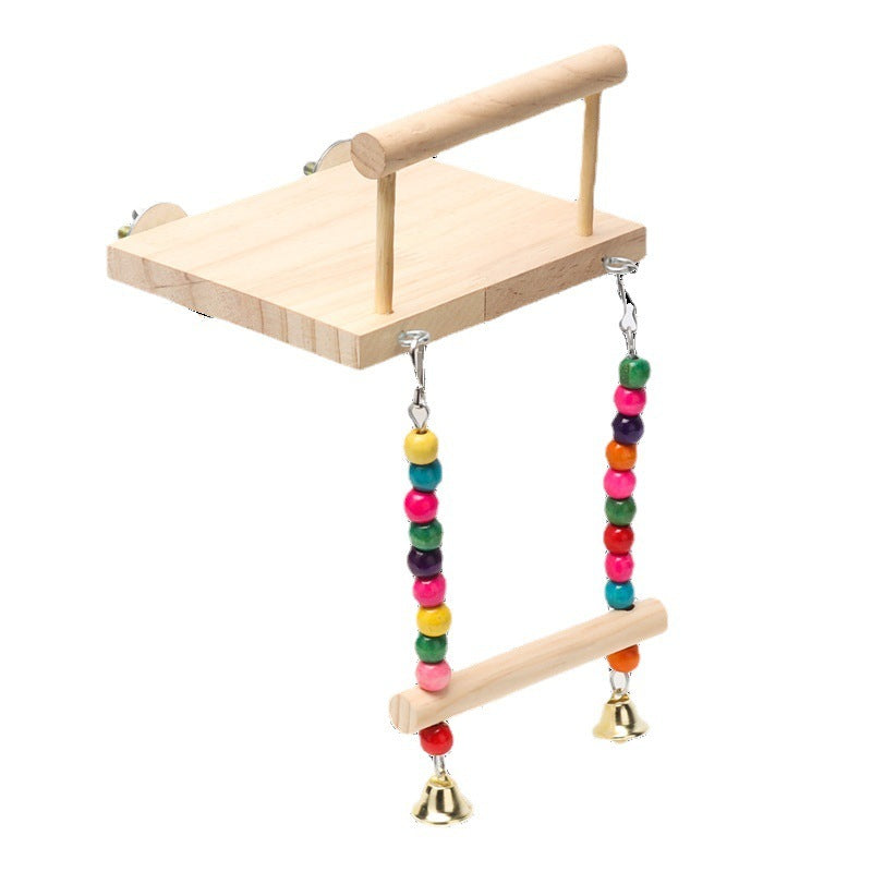 Wooden Bird Perch & Swing Set – Climbing Ladder & Crane Ring Stand for Cages (V33 Variants)