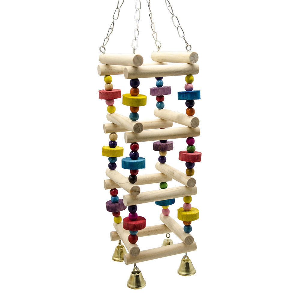 Parrot Swing Toy – 45cm Wooden Amusement Park Stand with Metal Accessories