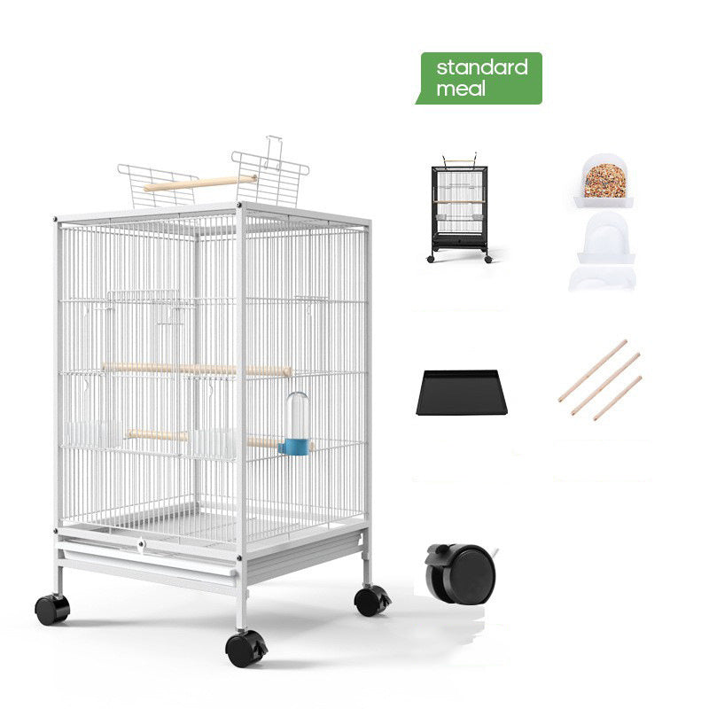 Large Metal Bird Cage – 45.6x45.6x86cm, Black or White, with Spray Paint Finish