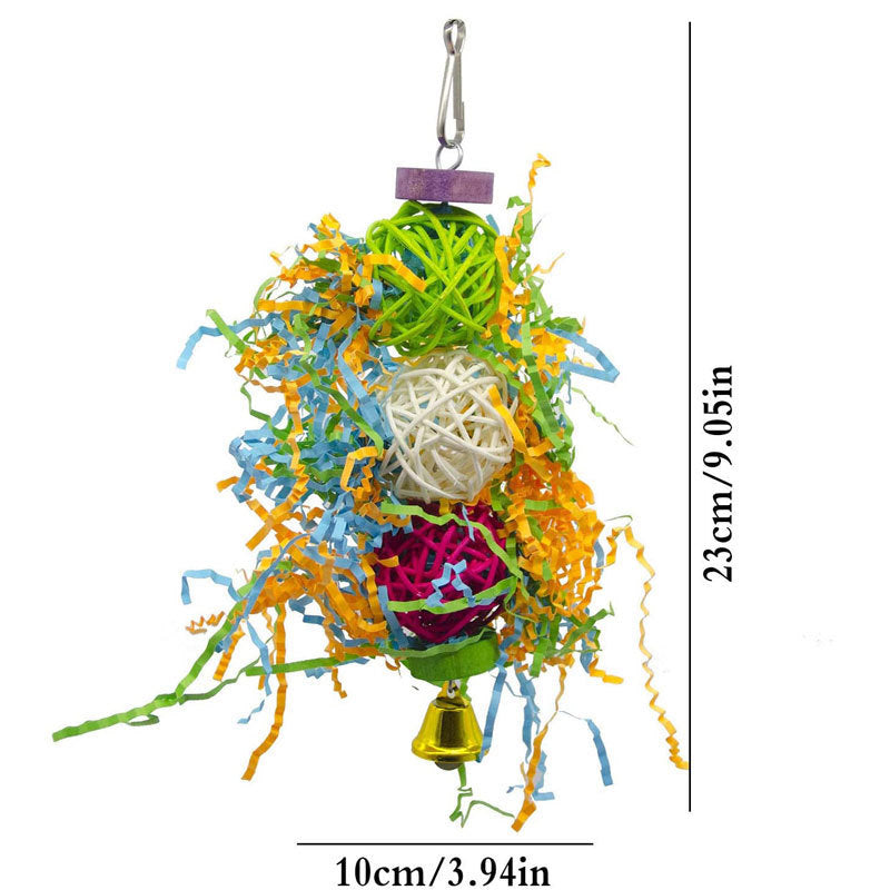 3Pcs Bird Toy Set – Colorful Swing & Chew Toys with Cotton Rope, Bamboo, Rattan Balls for Parrots & Small Birds