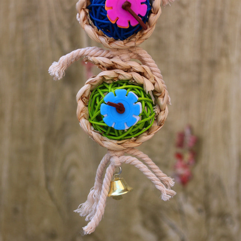 Natural Vine & Luffa Twist Rope Toy – Climbing and Biting Toy for Birds & Parrots (24cm)