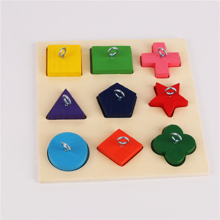 Parrot Training Toy – 9 Color Wooden Blocks on Sorting Platter for Bird Intelligence & Foraging Play