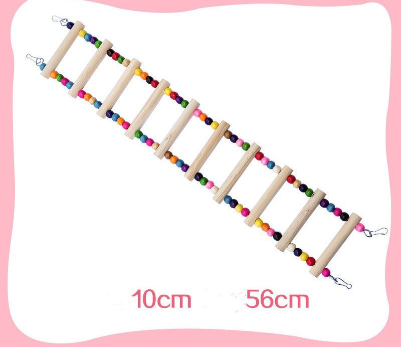 6-in-1 Parrot Bird Toy Set – Swing Ring, Wooden & Aerial Ladders, Climbing Rope, and Cotton Sling for Birds & Hamsters