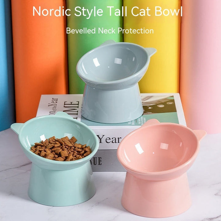 Cute Plastic Pet Bowl – Cat Ear & Bear Head Design (Multiple Colors)