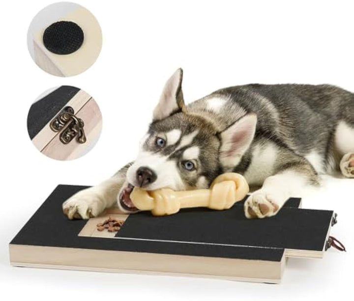 Dog Nail Scratch Board – Wooden Nail Trimming Pad with Treat Drawer, Non-Slip Design for Stress-Free Grooming