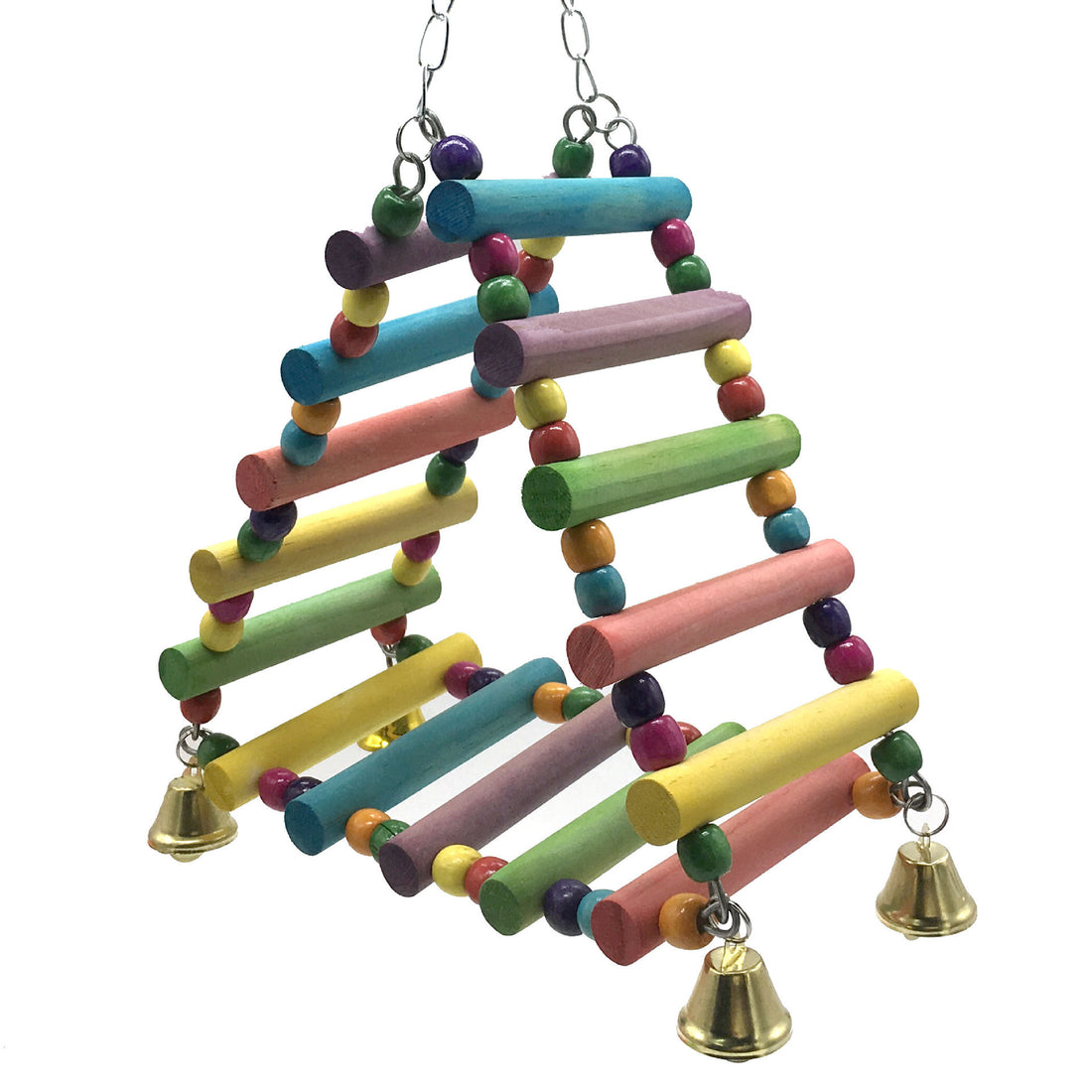 Parrot Swing Toy – 45cm Wooden Amusement Park Stand with Metal Accessories