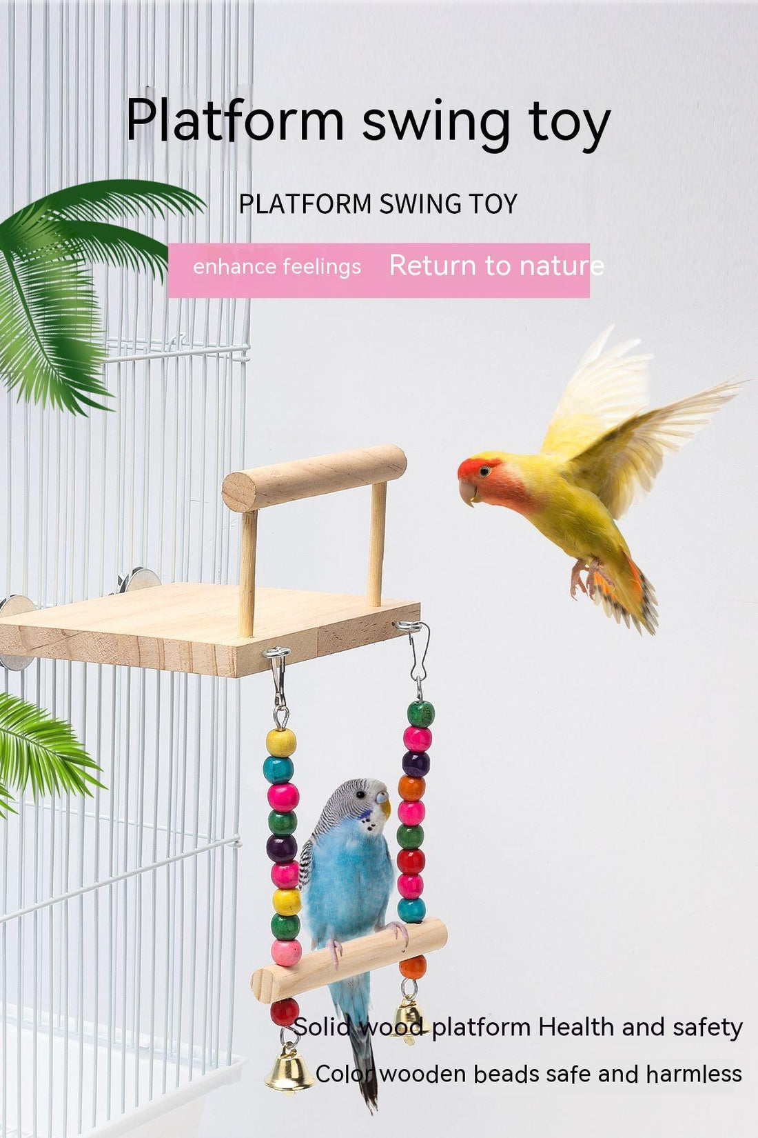 Wooden Bird Perch & Swing Set – Climbing Ladder & Crane Ring Stand for Cages (V33 Variants)